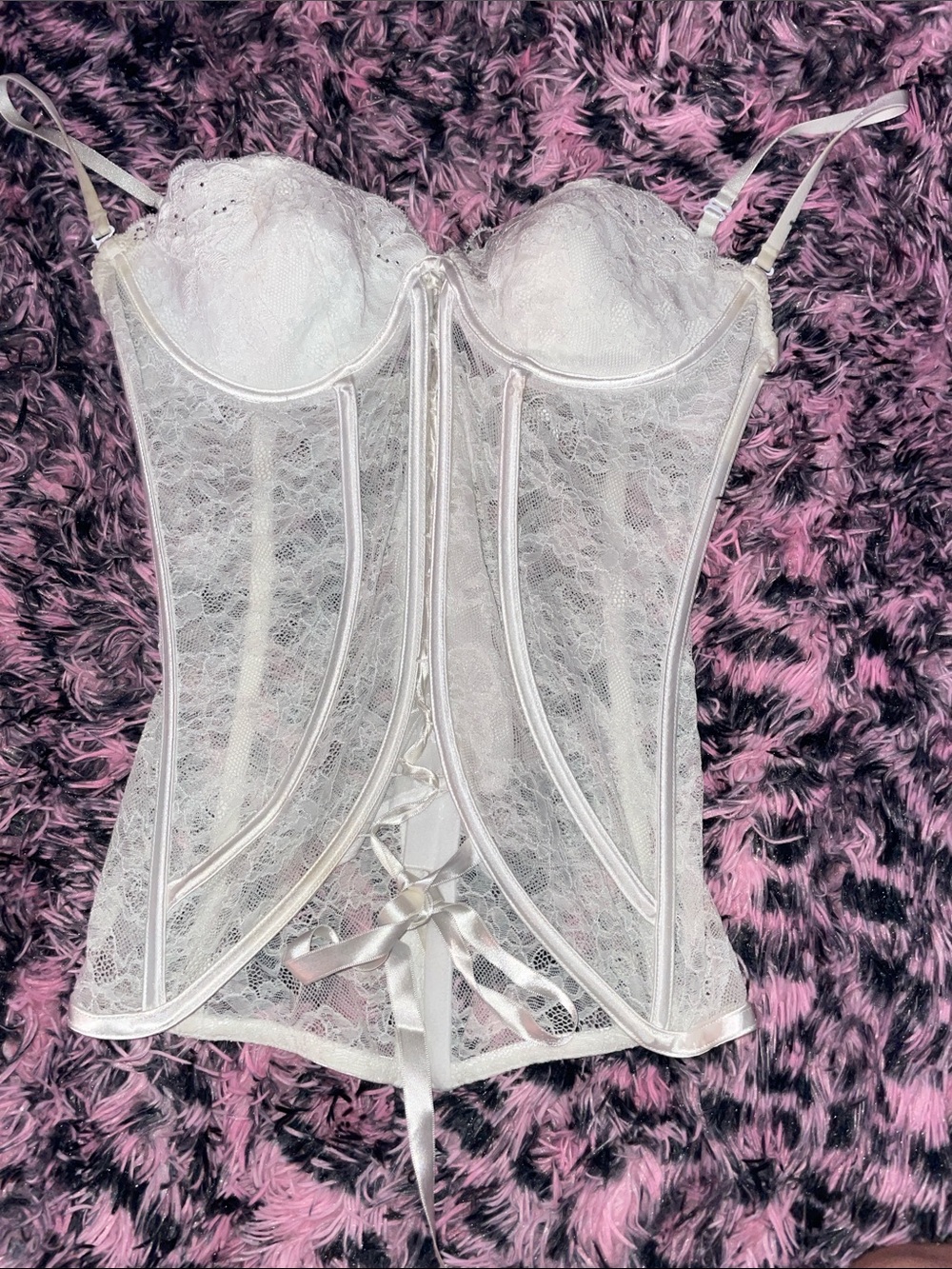 white lace corset top